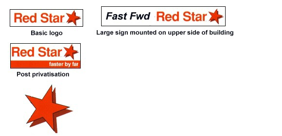 Red star sign for a station