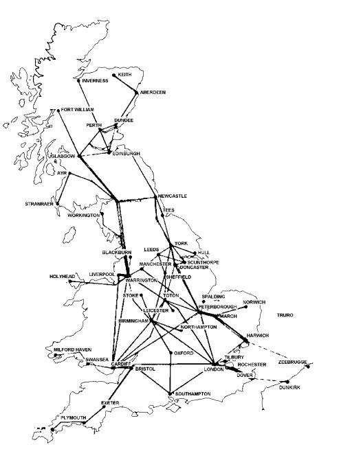Map of the Speedlink network in the early 1980's